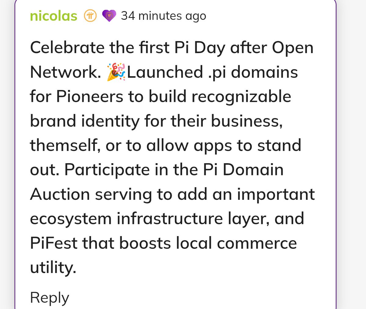 pioneers_pi's tweet image. Celebrate the first #PiDay after Open Network. 🎉Launched .pi domains for #Pioneers to build recognizable brand identity for their business, themself, or to allow apps to stand out. Participate in the #PiDomain Auction serving to add an important ecosystem infrastructure layer,…