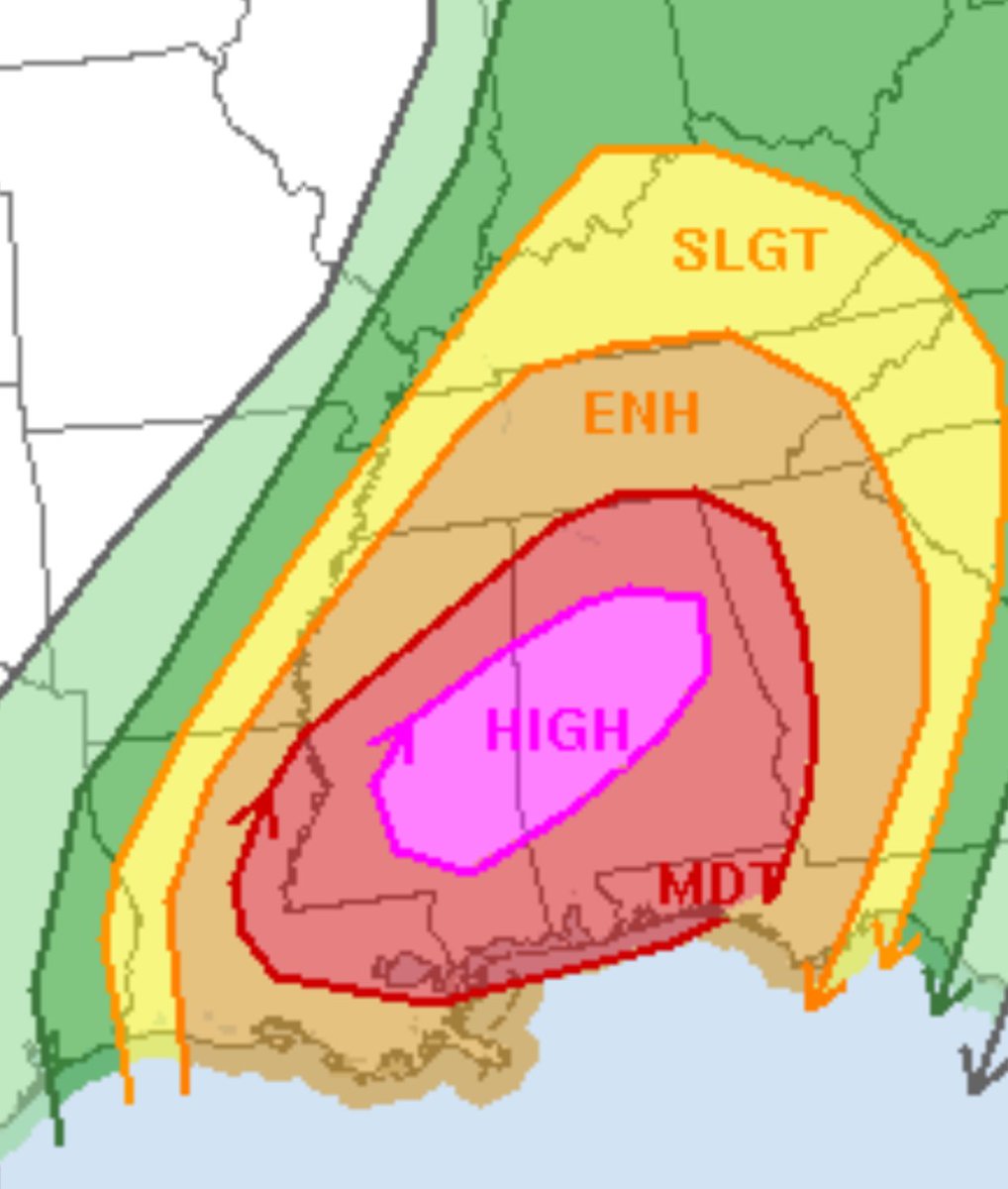 texmeta's tweet photo. Big time tornado situation from St. Louis down to northern Arkansas this evening. 

Looking like a terrible severe weather situation shaping up for Mississippi &amp; Alabama tomorrow. 

Y’all stay safe in these areas! https://t.co/52kSWJ55h4