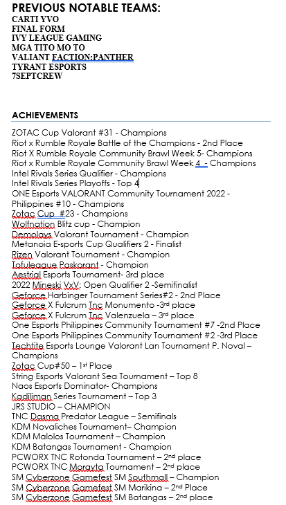 LFT 
-Smoker/Ini can play flex also 
-Can play IGL, played IGL in all previous teams 
-Flexible Schedule and can relocate 
-Highly motivated to improve and compete again  

vlr.gg/player/matches……