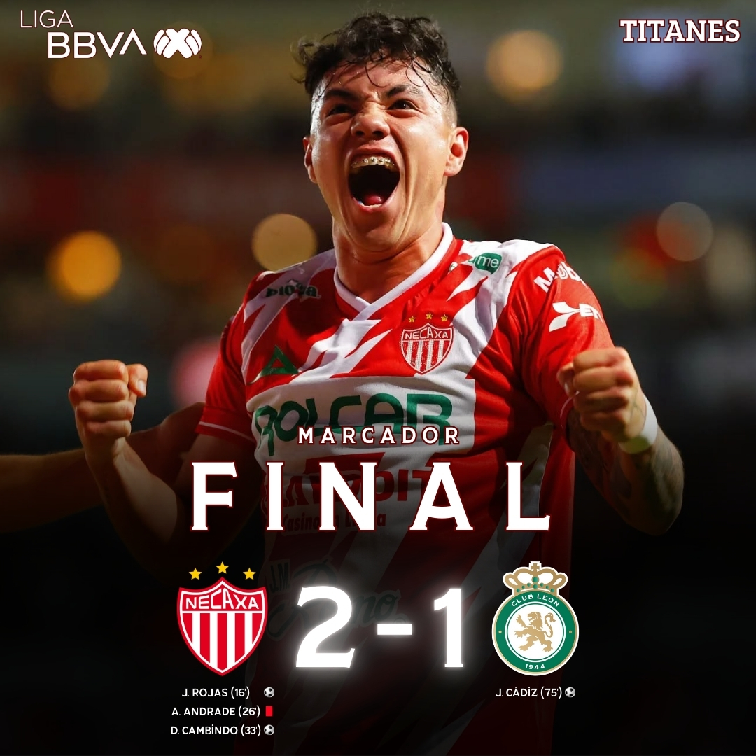 TitanesFutMX's tweet image. ¡GRANDÍSIMO TRIUNFO HIDROCÁLIDO! ⚡️🔥

Con 10 hombres por más de 60 minutos por la expulsión de Alejandro Andrade, Necaxa sacó el triunfo de 2-1 sobre el León que suma su segunda derrota consecutiva. Johan Rojas y Diber Cambindo fueron los artífices del triunfo de los Rayos.
