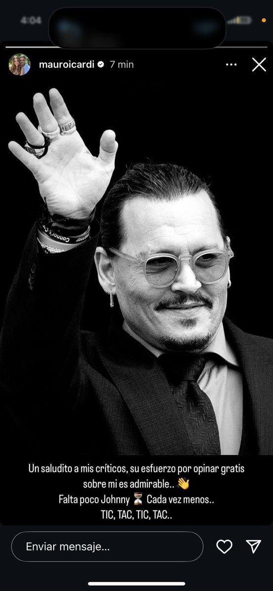 Por fin explotó el Tic Tac de Icardi.
El quilombo de hoy es una vergüenza para que use la imagen de Johnny Depp.
Depp es rescatista de animales, jamás maltrataría a un perro mucho menos a un niño.
