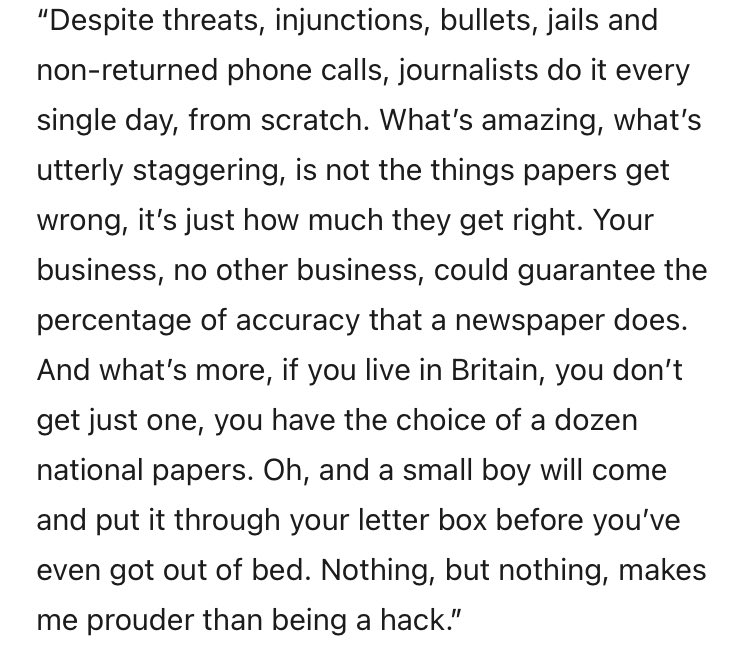 ShaneCarrow's tweet photo. @ExileGrimm @roryisconfused This AA Gill piece on the marvel of a newspaper as an invention has always stuck with me https://t.co/ibip4LmoEn