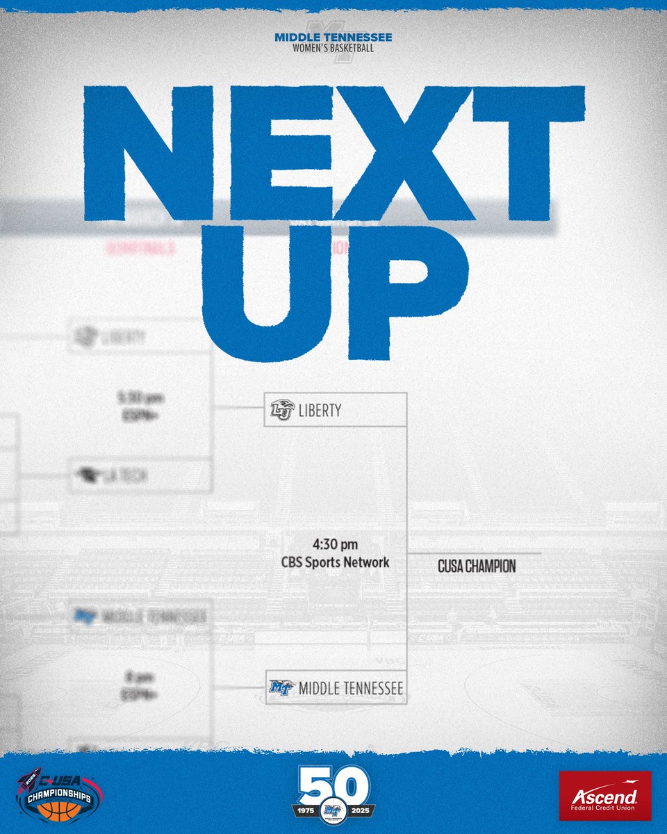 𝙉𝙚𝙭𝙩 𝙐𝙥: The <a href="/ConferenceUSA/">Conference USA</a> Championship Game.

#TrueBlue | #Team50
