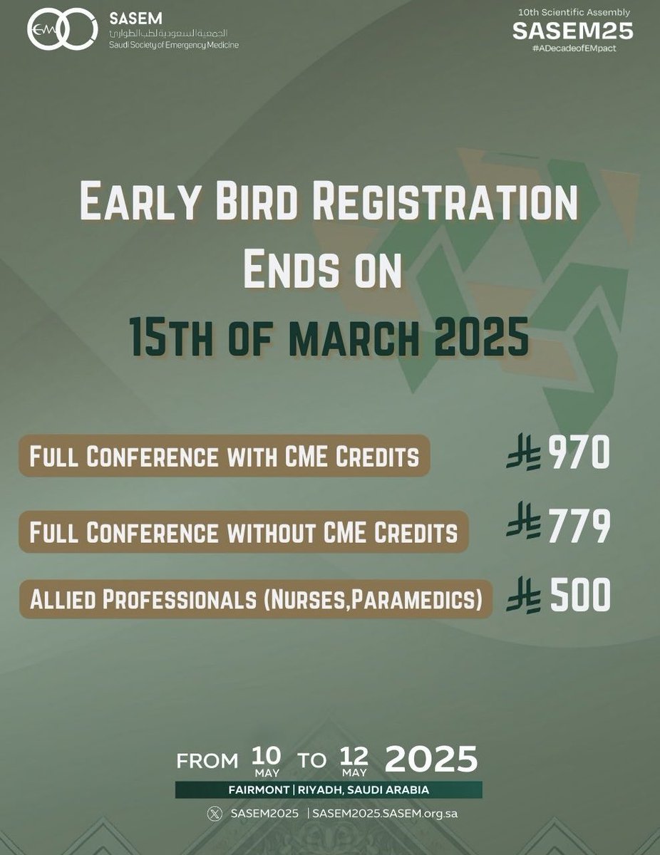 sasem25's tweet image. 🚨 LAST CHANCE! 🚨

Today is the FINAL DAY to secure your seat at the lowest prices for #SASEM25!

✅ Haven’t registered yet? Do it NOW!
✅ Already signed up? Confirm your registration!

We can’t wait to see you this year as we celebrate 10 years of #SASEM! 🎉

Workshops 8-9 may…