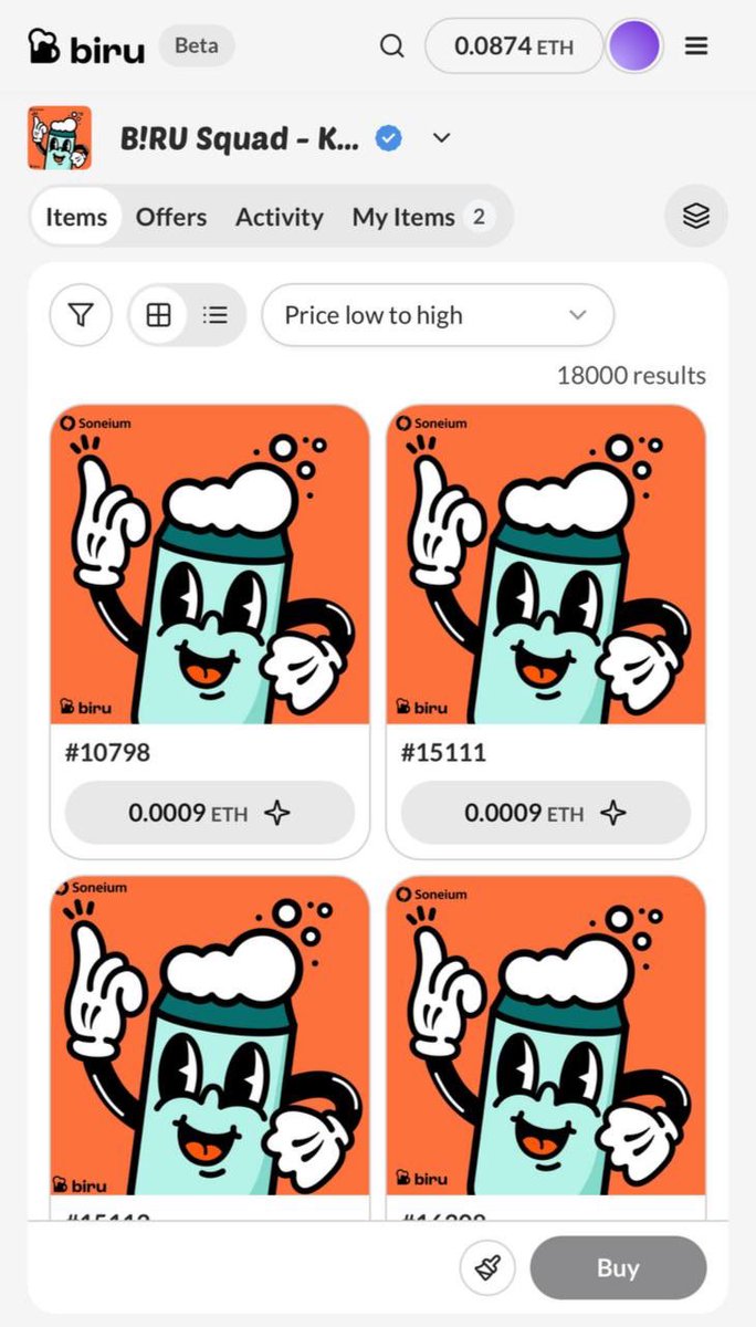 DGPUB_VN's tweet photo. 🧲[Soneium] B!RU UPDATES

Ai mint hôm qua, đã x5,5 😋

Bán 1, hold 1. Đủ tiền mint free 4 NFT của dự án này luôn!

🏷 Mua/Bán tại: https://t.co/5l51GY6tu2

#DGPub #SoneiumOGBadge #Airdrop https://t.co/v43VUsYktc