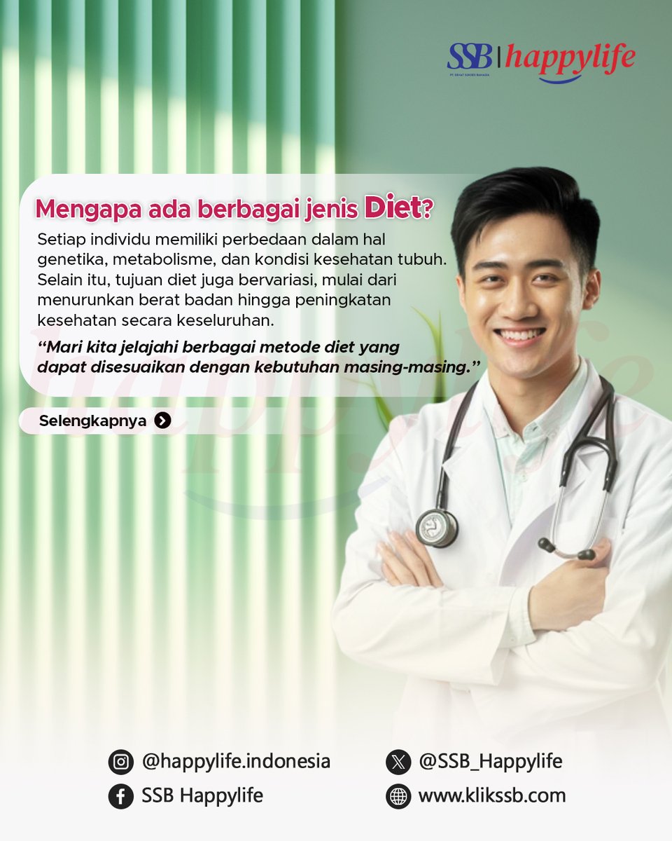 SSB_happylife's tweet photo. Hi Happylife Squad 💚

Tahukah kamu, dunia diet penuh dengan pilihan yang menarik dan beragam? Masing-masing punya keunikan tersendiri yang bisa disesuaikan dengan gaya hidup kamu. 

Yuk, temukan metode diet yang paling cocok buat kamu dan share pilihanmu dikolom komentar yaa 🌱 https://t.co/bYSivq1bPF