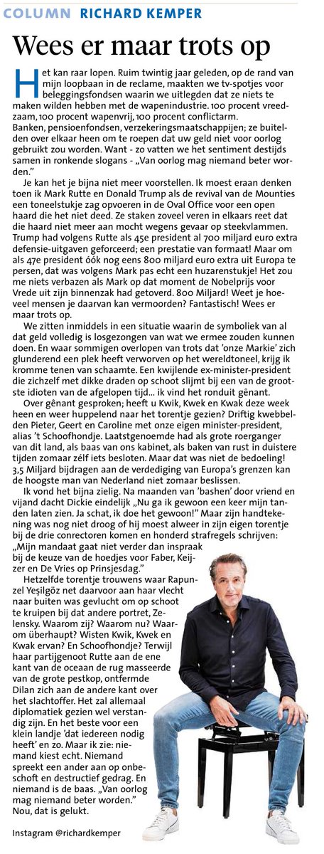 Met een grote kern van #waarheid #column ⁦<a href="/Veldhuis_Kemper/">Veldhuis & Kemper</a>⁩ ⁦<a href="/leidschdagblad/">Leidsch Dagblad</a>⁩ #aanrader #leesvoer
