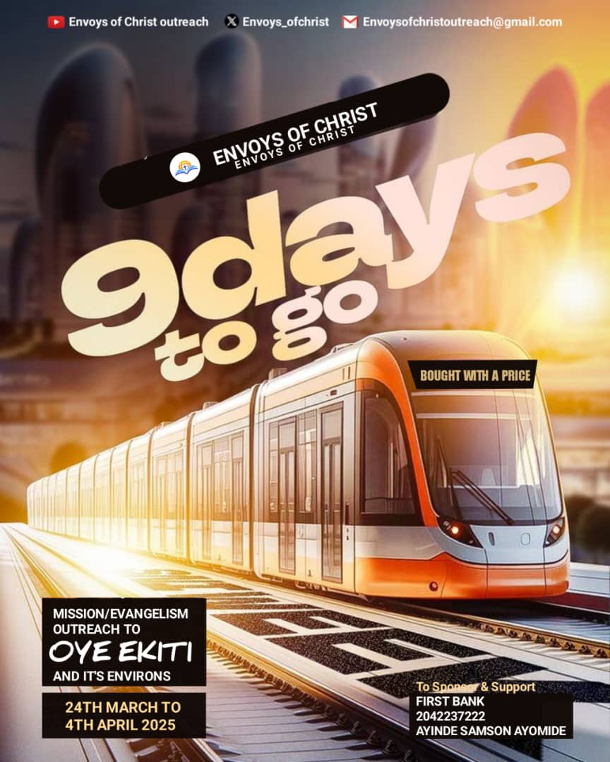 Envoys_ofchrist's tweet photo. In 9 days, our team will embark on a LIFE-CHANGING journey to Oye Ekiti and its environs! We'll share the love of Christ through evangelism, community service, drama ministration, open air crusade and outreach programs.
#09daystogo
#missionfield2025 https://t.co/is1sjyoSDB