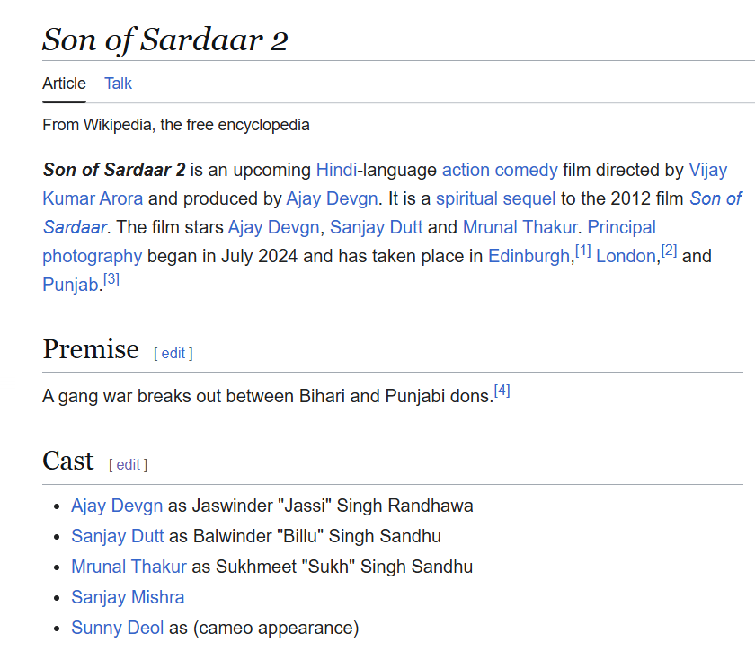 dxksh__'s tweet photo. update: wikipedia articles can be edited by general viewers , abhi k lie na hi elvish aur na hi rajat are part of son of sardar 2 .. abhi ke lie kuch confirm nahi hai !! 

#ElvishArmy   #ElvishYadav𓃵  #ElvishArmy  #RajatDalal #GorillaGang https://t.co/foW6DrEiRd