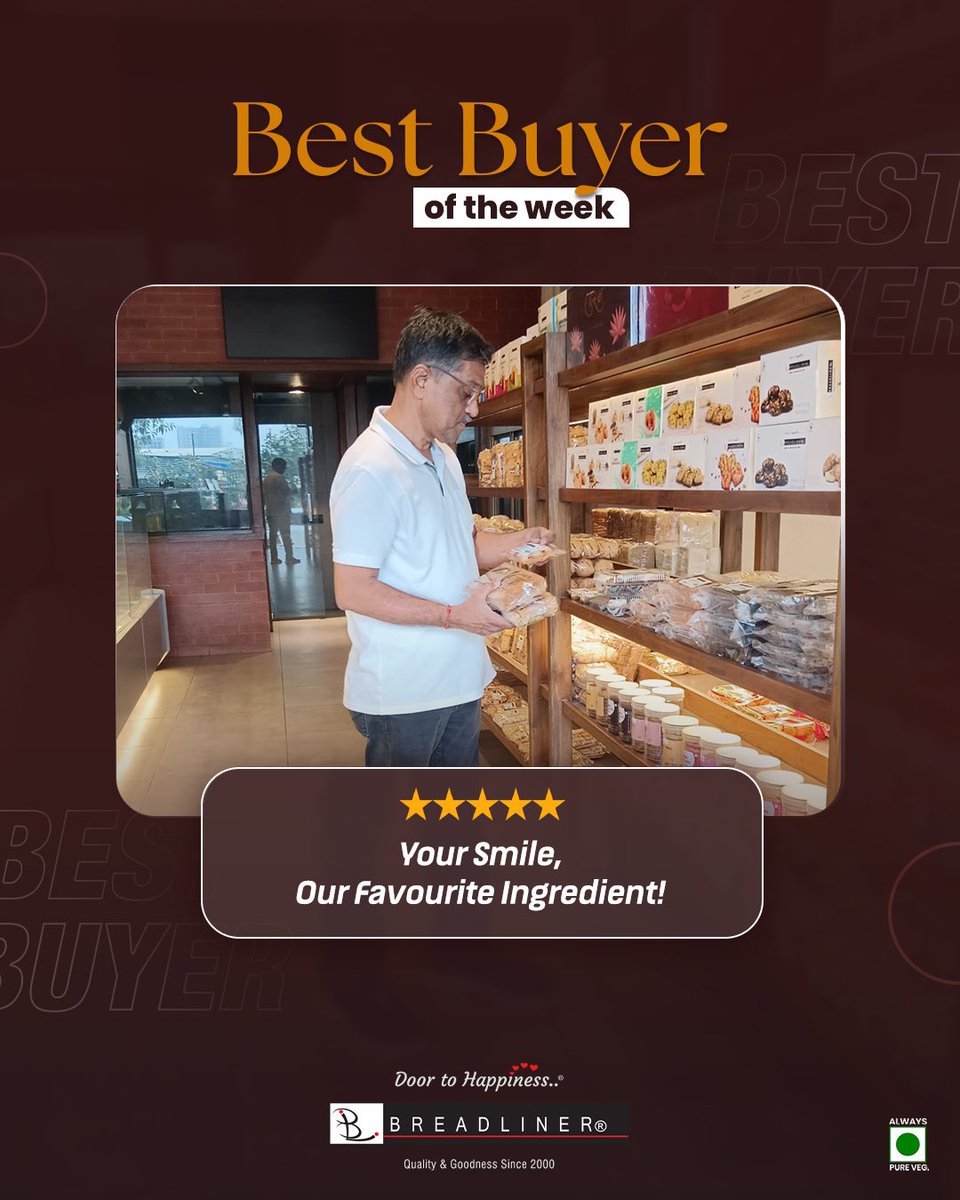 Breadliner1's tweet photo. A happy customer is our favourite recipe. Every bite from Breadliner brings joy, warmth, and a taste of happiness. Thank you for letting us be a part of your delicious moments.

#breadliner #breadlinersurat #suratbakery #bakery #cakes #cookies #happycustomers #bestbuyer https://t.co/t4lfHo5CrE