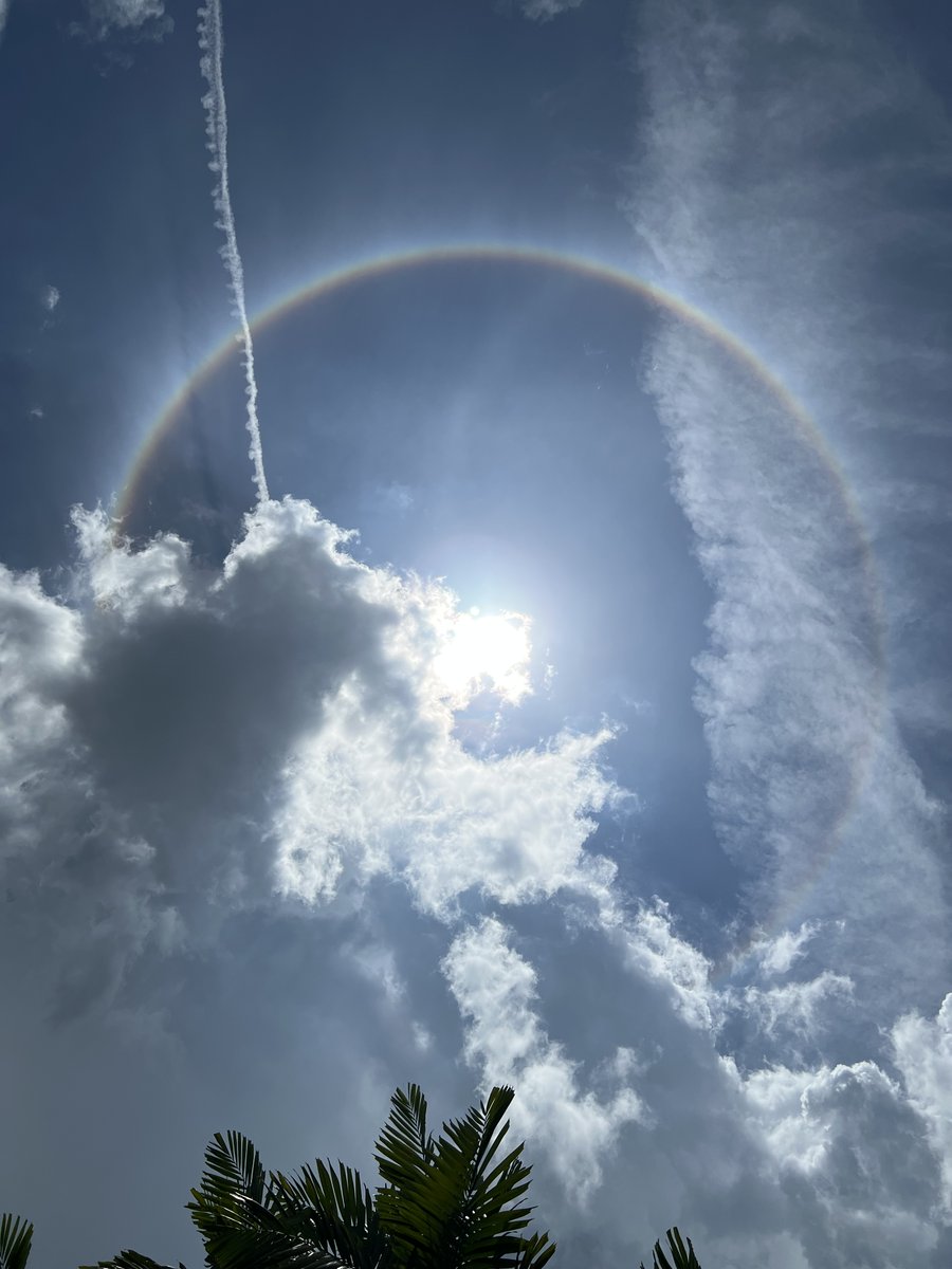 leehsienloong's tweet photo. A rare and spectacular sight in the skies above! I am told that this phenomenon is known as a 22° halo or a sun halo. Do share your photos here if you saw it too. Hope everyone is having a wonderful weekend! – LHL https://t.co/e3Kh6aRHrb