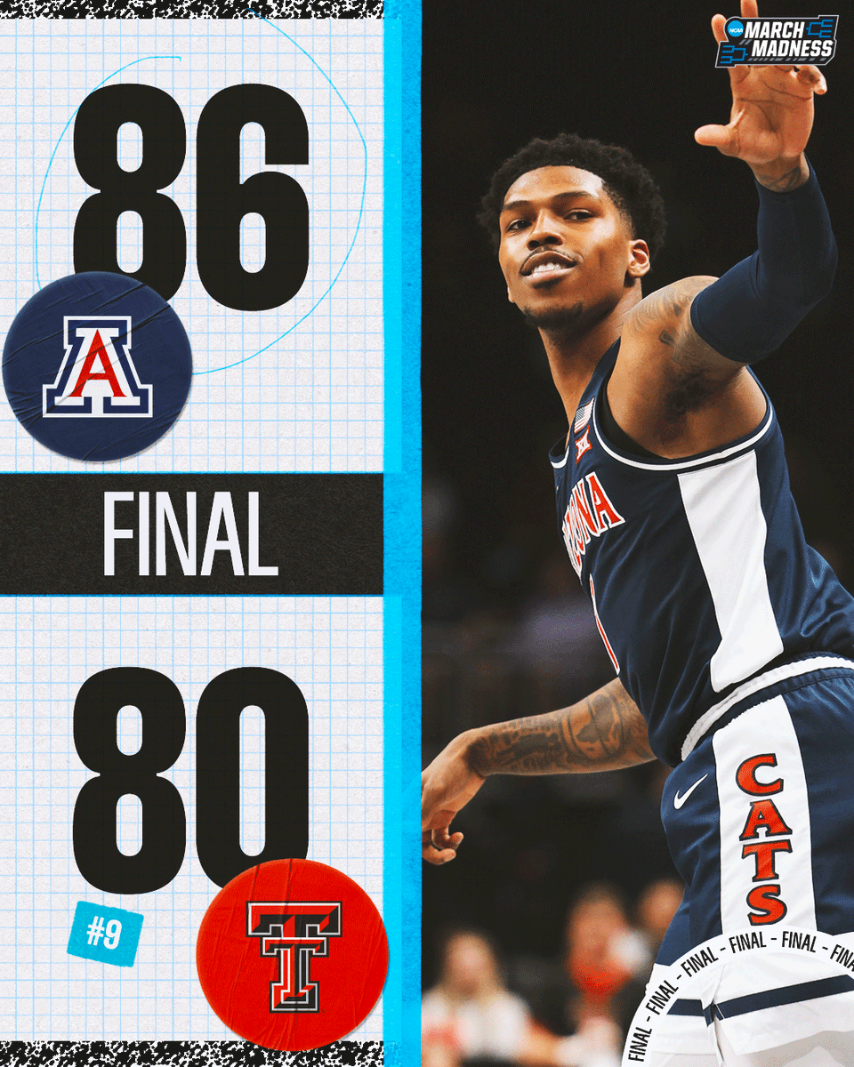 MarchMadnessMBB's tweet photo. ARIZONA UPSETS NO. 9 TEXAS TECH 😼

The Wildcats are set to face No. 2 Houston for the Big 12 Championship 👀 https://t.co/pNHpfhErof