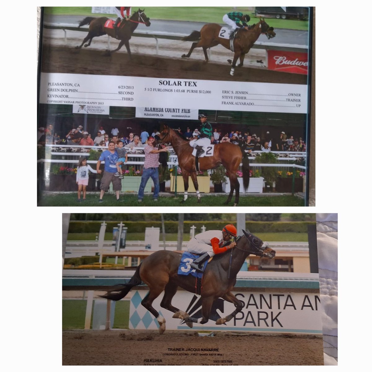 jacquinavarre's tweet photo. 2013 We came to Pleasanton.  We had more horses then. 
   
 It's been a great ride!! 

  It ended like it started.  First horse he rode for us was a winner, as was the last!! 

  Thank you Frank will never forget what you've done for us!!

Thanks for the memories!!

 🤎🖤🩶🤎🖤🩶 https://t.co/exi2mfl5QX