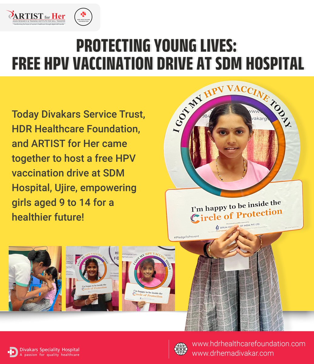 HealthForHer2's tweet photo. Protecting Young Lives: Free HPV Vaccination Drive at SDM Hospital

@HEMADIVAKAR65  
#ProtectYoungLives 
#HPVVaccine 
#CervicalCancerPrevention 
#HealthForHer 
#VaccinateToEliminate https://t.co/cLXtt5qZg5