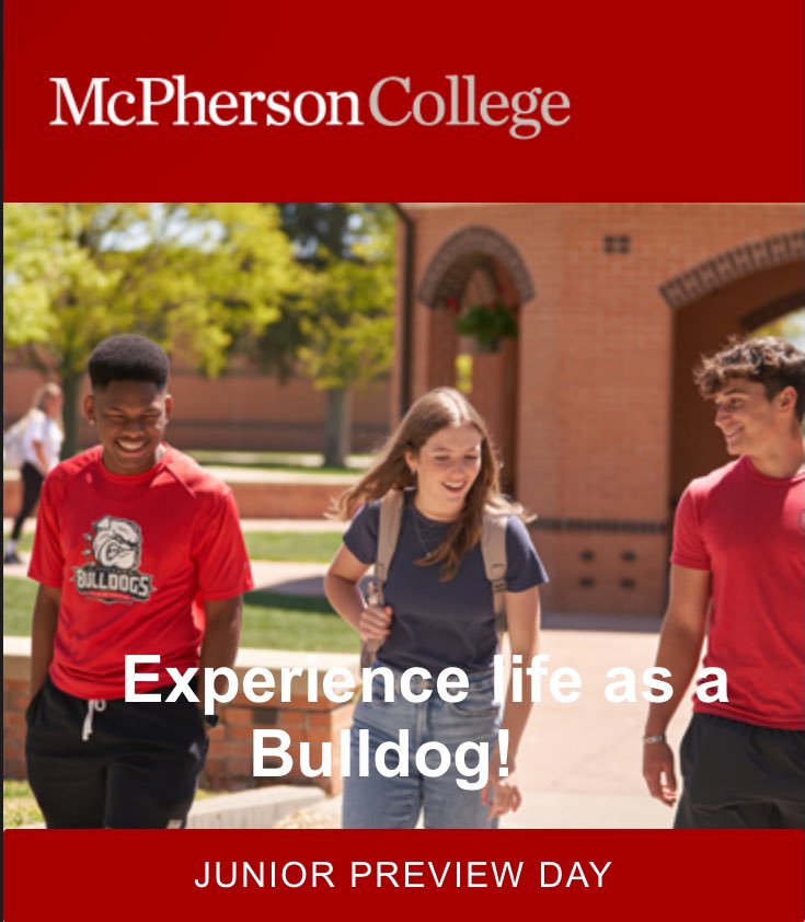 I plan to experience McPherson College on May 3rd Junior preview day ❤️🐶