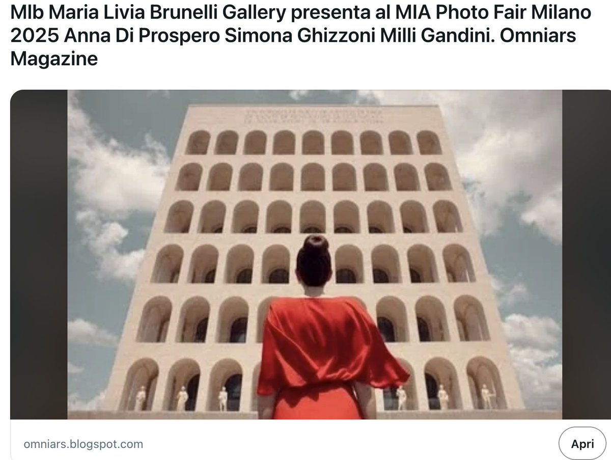 <a href="/Omniars/">Omniars</a> <a href="/Urltube/">Urltube Magazine</a> <a href="/RaiPlay/">RaiPlay</a> <a href="/Fiorello/">Rosario Fiorello</a> <a href="/AgoraReview/">Agora Review</a> <a href="/areasanremo/">Area Sanremo</a> <a href="/SanremoRai/">Festival di Sanremo</a> <a href="/SanremoAncheNoi/">Sanremo anche noi</a> <a href="/VJay_Pix/">VJay Pix</a> <a href="/Bonazeta/">Francesco Bonazzi Bonazeta</a> <a href="/ARSforum_art/">ARSforum Sociartnet</a> Mlb Maria Livia Brunelli Gallery presenta al MIA Photo Fair Milano 2025 Anna Di Prospero Simona Ghizzoni Milli Gandini. Omniars omniars.blogspot.com/2025/03/Mlb-Ma… - #MlbGallery #MIAPhotoFair  #Milano2025 -  <a href="/Omniars/">Omniars</a> - reddit  reddit.com/r/EventiAgenda… -  #photo #mlb #gallery #art #omniars