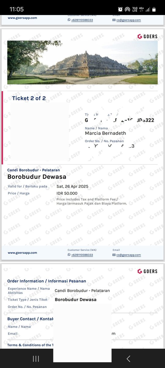 emBends's tweet photo. For sale. 3 tickets to Borobudur Temple (1 Foreigner, 2 Domestic) (April 26th 2025) Only 250k IDR. 🙏 #wts #borobudur https://t.co/hc9aVKduVv