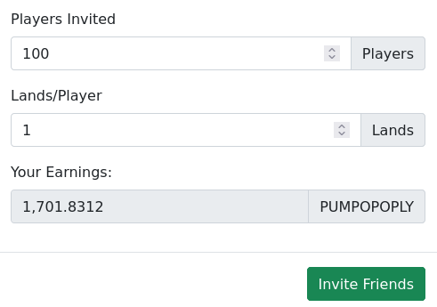 pumpopoly's tweet photo. As of today, inviting 100 players to Pumpopoly would net you a minimum of 2789 USD.
Of course, some players would buy more than one land and increase your earnings even more! https://t.co/zqZk68lISO