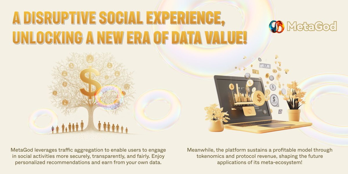 MetaGod_1's tweet photo. ๐ MetaGod redefines social engagement! Secure, transparent, and fair participation with personalized recommendations & data rewards. Powered by tokenomics & protocol revenue, its meta-ecosystem unlocks vast commercial potential! ๐โจ #Web3 #MetaGod #Blockchain https://t.co/gayr00CT0t