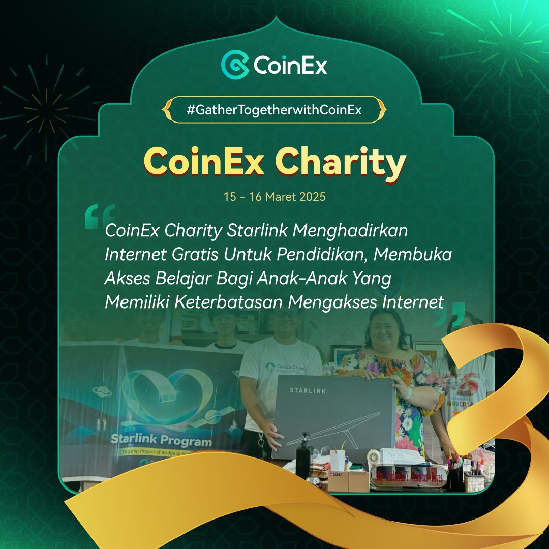 CoinExIndonesia's tweet photo. CoinEx Charity Starlink kini hadir dengan internet gratis untuk pendidikan! 🌍📚
Membuka akses belajar bagi anak-anak yang kesulitan mendapatkan internet, demi masa depan yang lebih cerah. #GatherTogetherwithCoinEx #GiftingYourRamadan #CoinExCharity https://t.co/Xng3qnZxXJ