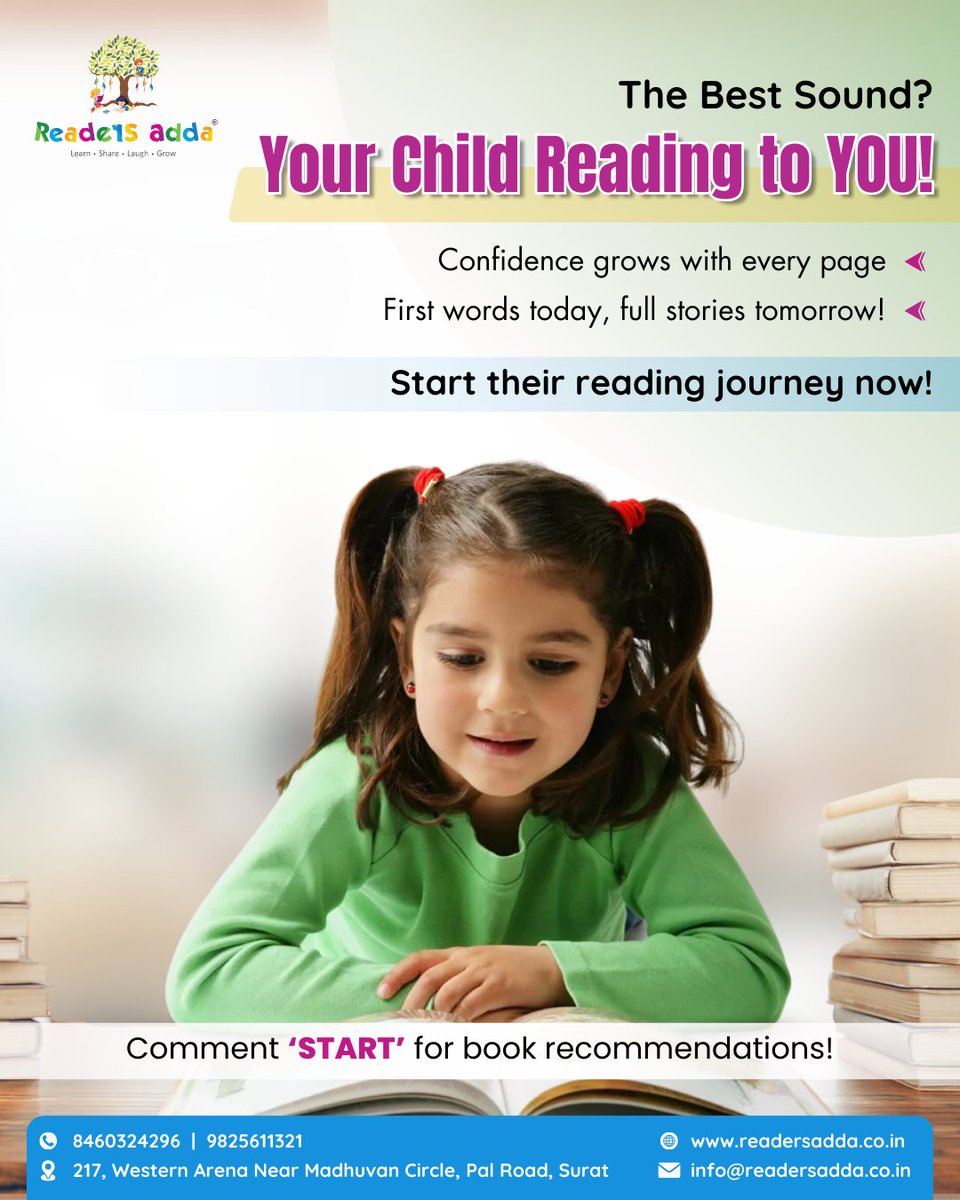 AddaReader29997's tweet photo. 📖 The Best Sound? Your Child Reading to YOU! 🎶

Confidence grows with every page! First words today, full stories tomorrow. Encourage a love for reading and watch your child thrive! 

#ReadersAdda #ReadingJourney #KidsReading #BookLovers #EarlyLearning #ReadToGrow #BooksForKids https://t.co/hEfG9JR9dc