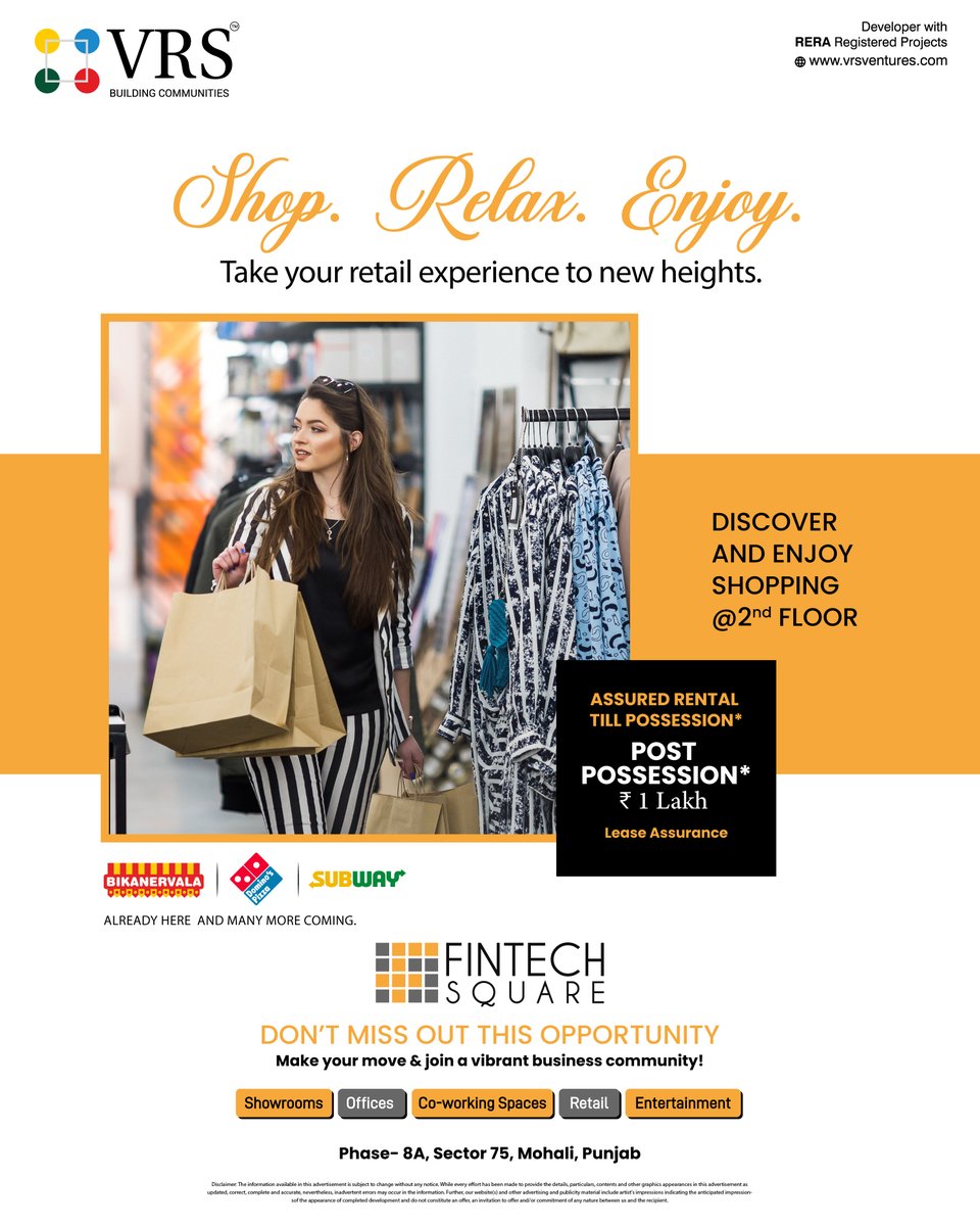 vrsgroupmohali's tweet image. Elevate Your Shopping Experience! ✨ Discover the finest retail brands and indulge in a premium shopping spree at 2nd Floor, Fintech Square.
Shop, explore, and experience retail like never before! 🏬

#VRSGroup #ShopAtFintech #RetailRedefined #FintechSquare #commercial #retail