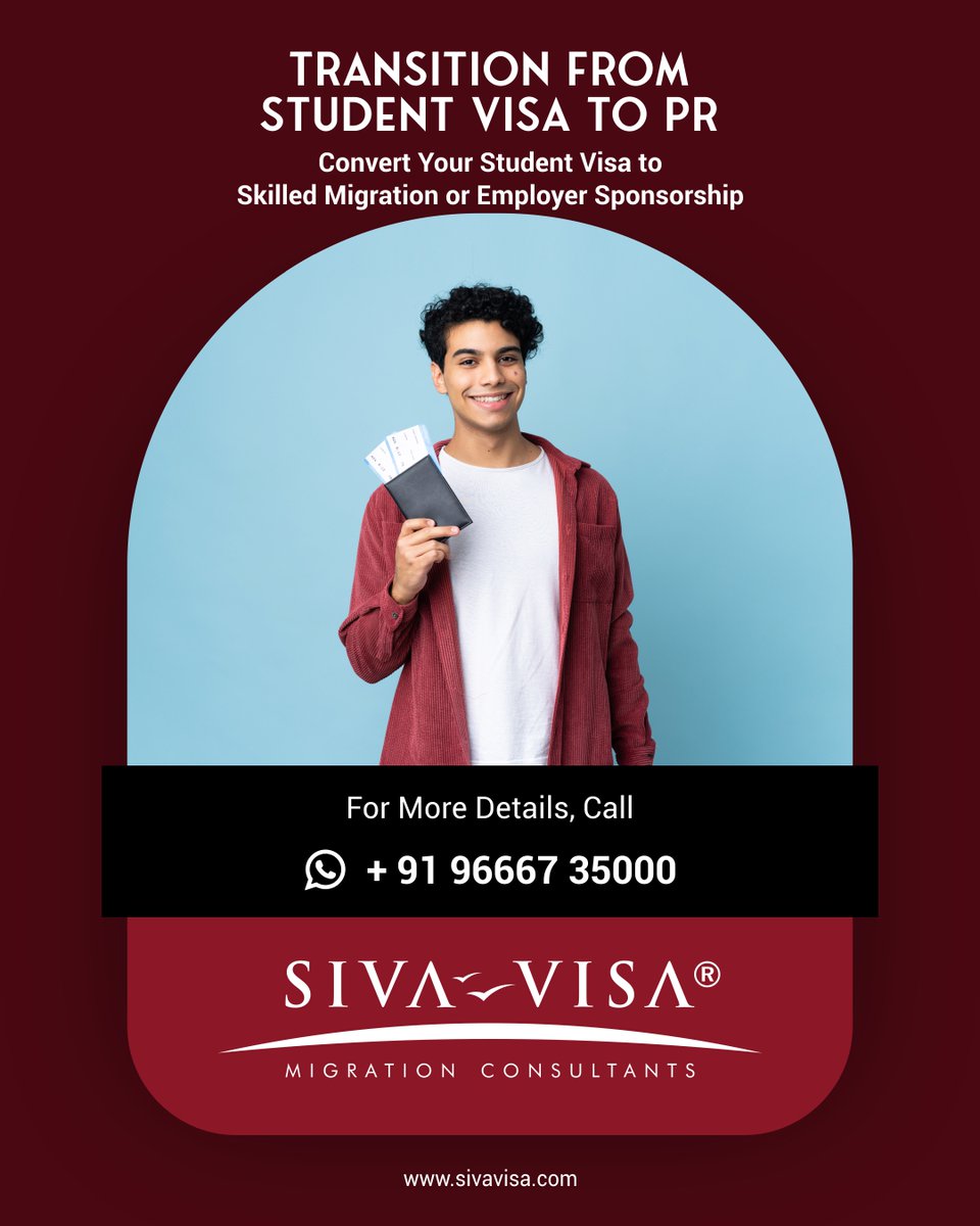 SivaVisaMigrate's tweet image. Whether you're transitioning from a student visa, converting your TSS visa, or exploring state nomination and regional pathways, Siva Visa provides expert guidance to navigate your PR journey with confidence!

📞 Call: +91 9553 030 030

#AustraliaPR #MigrationPathways