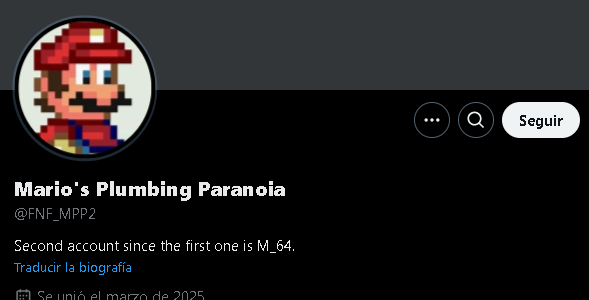 Soo short words: Me (M64) quitted fnf so i made Dilan the owner and there is a new account! <a href="/FNF_MPP2/">Mario's Plumbing Paranoia</a> Will be in charge of posting everything, like it is the main official acc now! go follow them cuz they'll post a teaser soon!