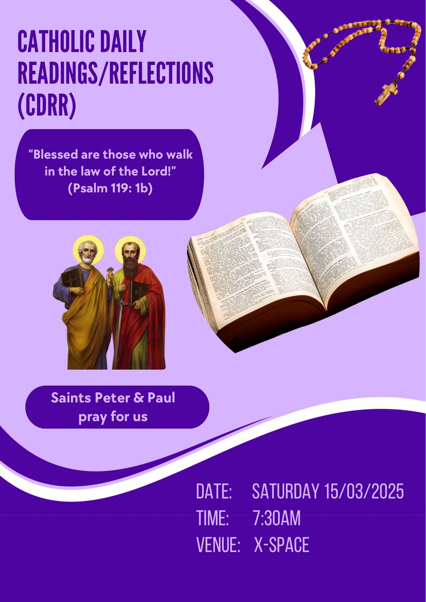 Dorah143's tweet photo. “Blessed are those who walk in the law of the Lord!” (Psalm 119: 1b)

Join us at 7:30am for another blessed and inspiring session of the Catholic Daily Readings and Reflection space. 

#CatholicTwitter #CatholicX #CatholicChurch #CatholicDailyReadings https://t.co/yK9w4bamYf