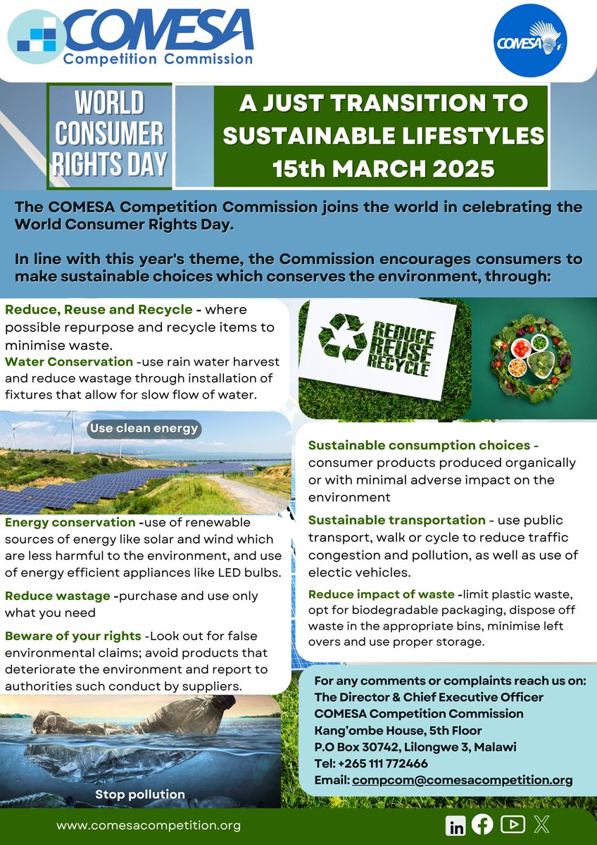 CCCC_COMESA's tweet photo. #WorldConsumerRightsDay2025-15 March 2025

#CCC joins the world in celebrating the World Consumer Rights Day. https://t.co/ZcX1AqjKGg