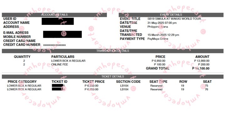vmhopecart's tweet photo. selling our extra tickets ! pls help rt 🥹

sb19 simula at wakas tour: (2) lower box a regular
— LB 104, row 19, seat 75 &amp; 76
— selling for the same price (no additional fees)
— rfs: secured desired seats
— dm / reply if interested 

🏷 wts lfb ic ph bulacan ph arena concert https://t.co/72jnMmF4HA