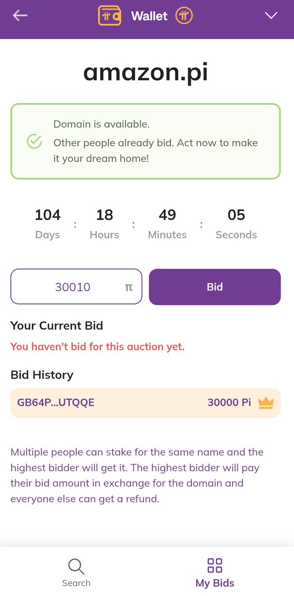 PINetworkToMoon's tweet image. #PiDomain Amazon pi domain current highest bid is 30010 pi!!!