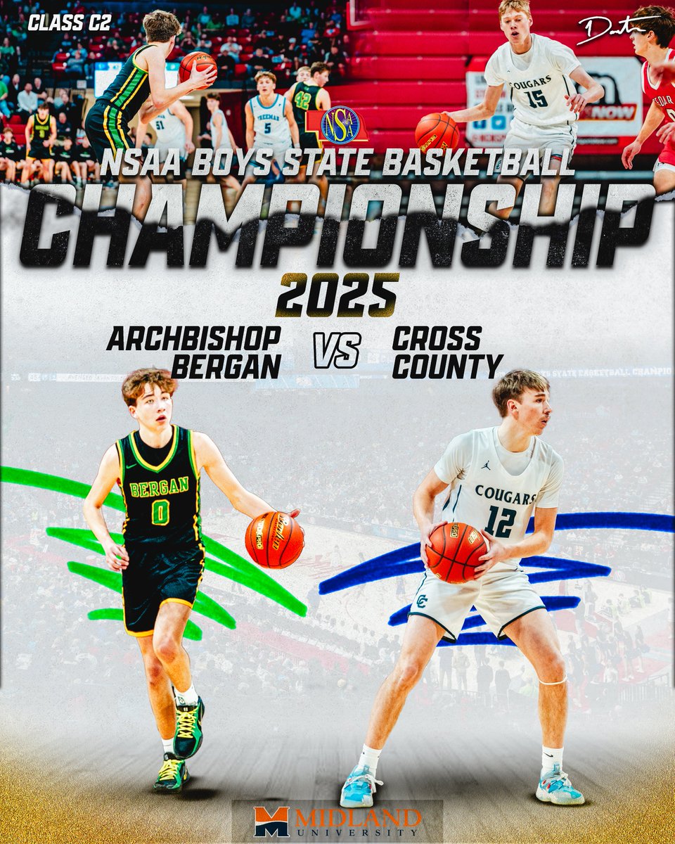 🏀2025 NSAA Class C2 Boys State Basketball Championship – #8 Archbishop Bergan (18-9) vs #3 Cross County (26-2)

📅 March 15
📍 Lincoln, NE
🏟️ Pinnacle Bank Arena
⏰ NEXT
🎟️ bit.ly/NSAATicketsPBA
💼 Clear Bag Policy
📺&amp;💻 <a href="/NebPublicMedia/">Nebraska Public Media</a>

<a href="/danteboelhower/">Dante Boelhower</a> | <a href="/MidlandU/">Midland University</a> | #nebpreps