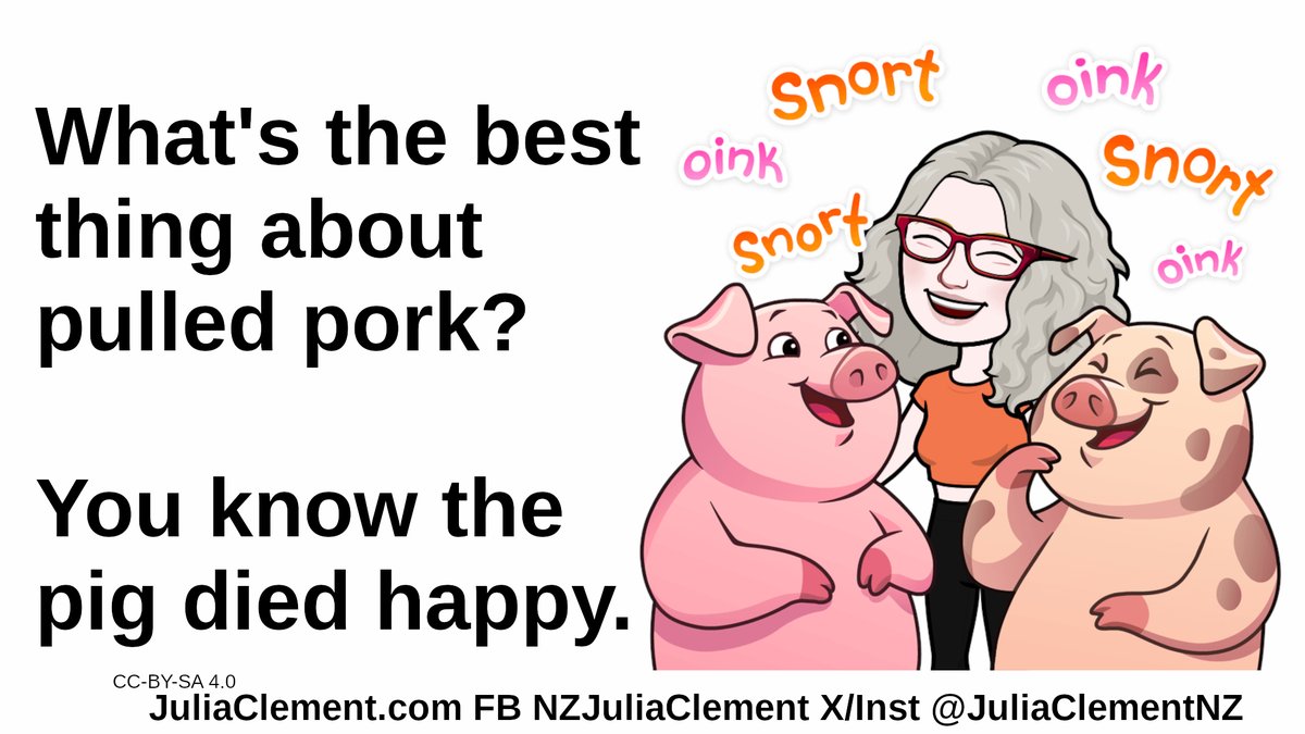 JuliaClementNZ's tweet image. What&apos;s the best thing about #pulled_pork?

You know the pig died happy.