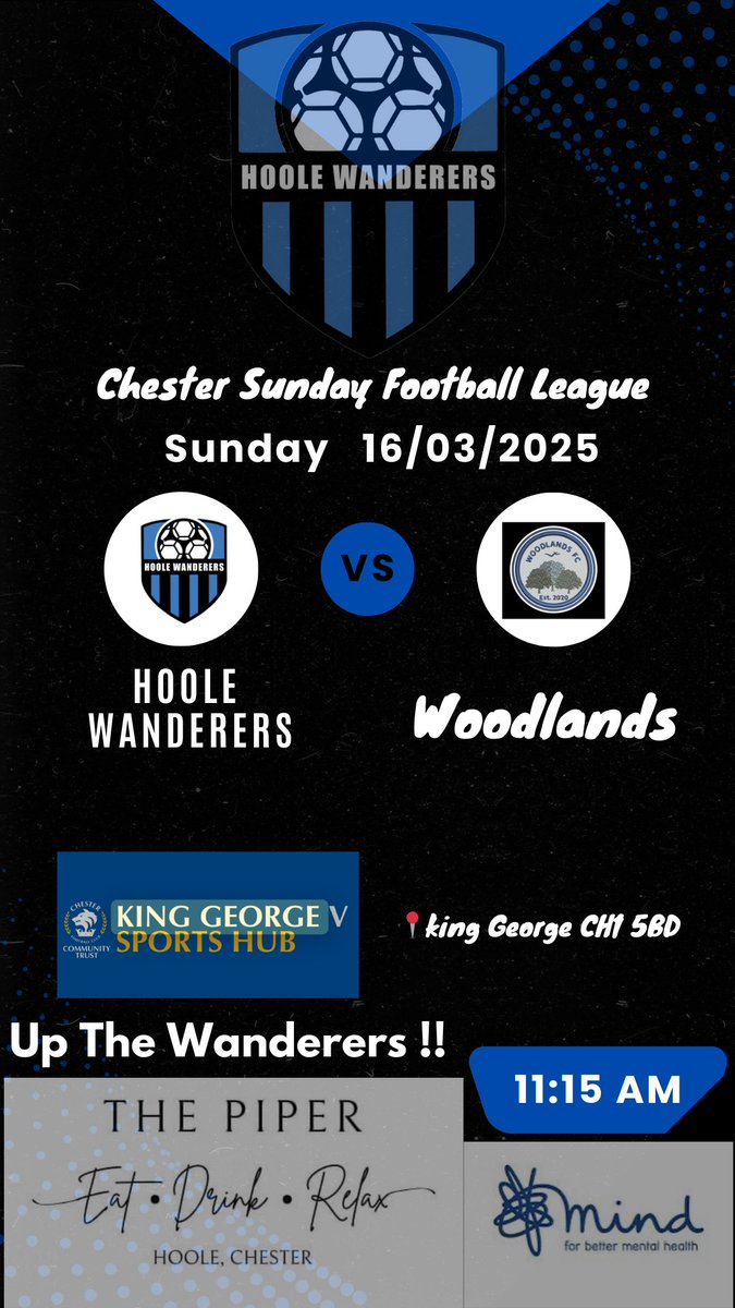 This Sunday we are back in action again a good side <a href="/WOODLANDSFC4/">WOODLANDS F.C</a> last years league winners in another tough fixture 💙🖤