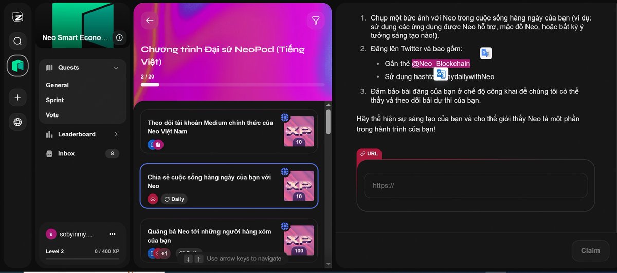 Marcel16o9's tweet photo. Mỗi ngày cùng #mydailywithNeo
@Neo_Blockchain
Tham gia nhiệm vụ và làm mỗi ngày là điều không thể thiếu hahaa https://t.co/PnvMZaFVzk