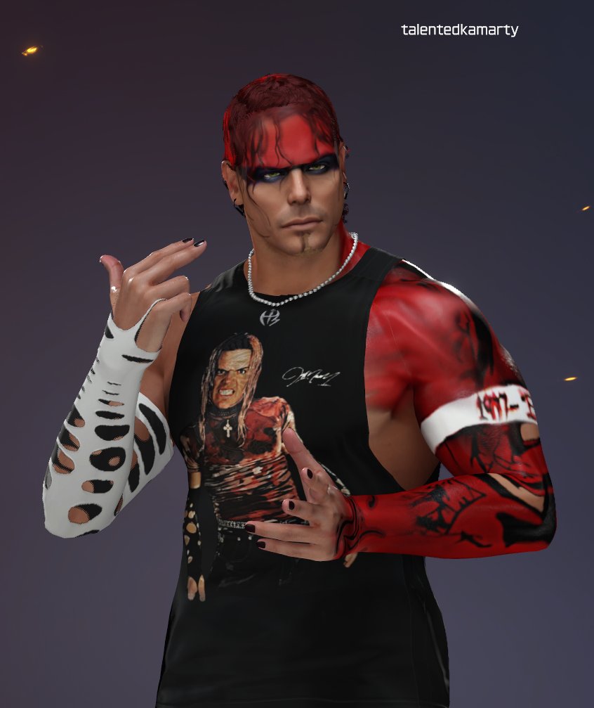 TalentedKamarty's tweet photo. Jeff Hardy '03" (PC/Last Gen)
Creator: TalentedKamarty
Tags: JeffHardy, JeffNeroHardy, CharismaticEnigma
Hair glitch: @WhatsTheStatus 
#JeffHardy #JeffNeroHardy #TheHardyBoyz #WWE2K25 #WhatsTheStatus @WWEgames #RuthlessAggresssion #CAW https://t.co/2yRaiTQrjr