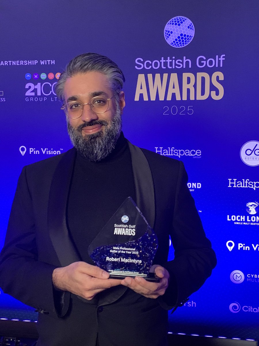 I collected Male Golfer of the Year on behalf of <a href="/robert1lefty/">Robert MacIntyre</a> last night at the excellent <a href="/ScottishGolf/">Scottish Golf</a> awards. 

What a fantastic event and celebration of the magnificent efforts &amp; achievements in the sport over the last 12 months. 

Well done from everyone at <a href="/HalfspaceSE/">Halfspace Sports Marketing Agency</a>