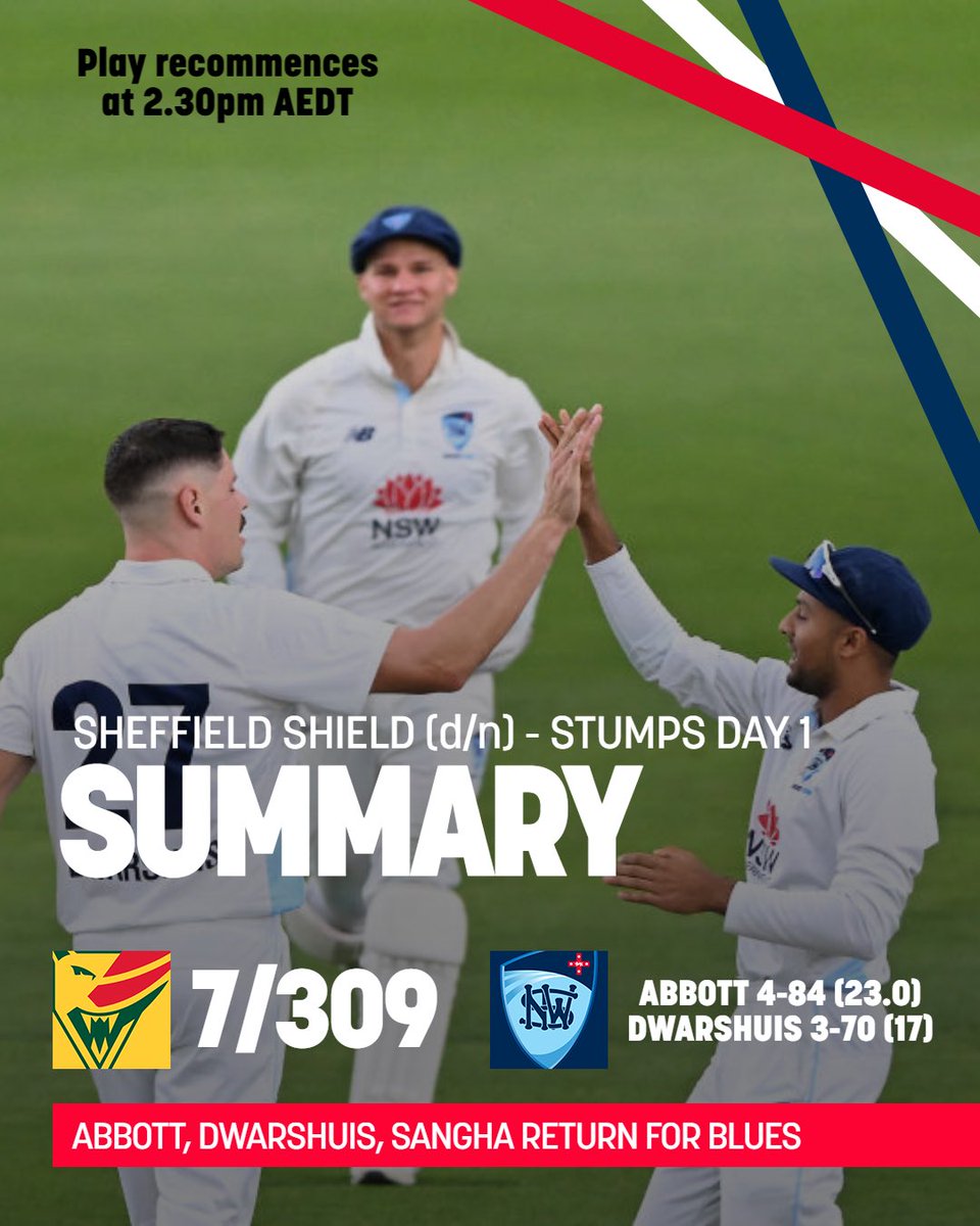 Day one in the books in Hobart with the returning quicks the stars for NSW.