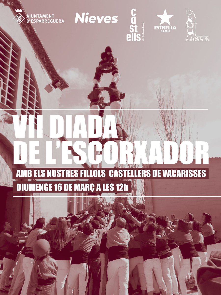 🗣️ Ja ho tenim aquí, la Diada de l’Escorxador. 

Amb la colla convidada <a href="/potesroges/">potesroges</a> , els nostres fillols.

No us ho perdeu, ens veiem diumenge 16 de març a les 12h a l’antic Escorxador. 

#castells