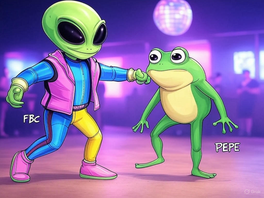 🎉 Dance battle alert! 👽 FreakBoomCoin (FBC) alien out-dances PEPE frog! 💃🕺 PEPE’s moves are so last season—FBC’s blasting to the moon! 🚀💥 <a href="/pepecoineth/">Pepe</a> @Solana <a href="/CryptoGemsCom/">The Crypto GEMs</a> #FreakBoomMeme #CryptoDanceOff #SolanaHype #MEMECoinMadness #ToTheMoon #PEPE
