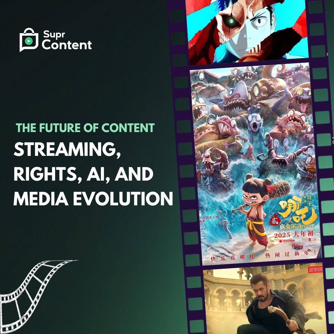 SuprContent's tweet photo. 🛑 Streaming &amp; Licensing Shakeup! 🎬💡

#StreamingWars #AIMedia #HollywoodDeals #MovieRights #FilmDistribution #ContentLicensing #OTTTrends #MediaEvolution #NeZha2 #KaijuNo8 #Empuraan #SikandarMovie #NetflixDeals #AmazonPrime #DisneyPlus #AIContent #Web3Media #SportsBroadcasting https://t.co/f5GFlZNUrN
