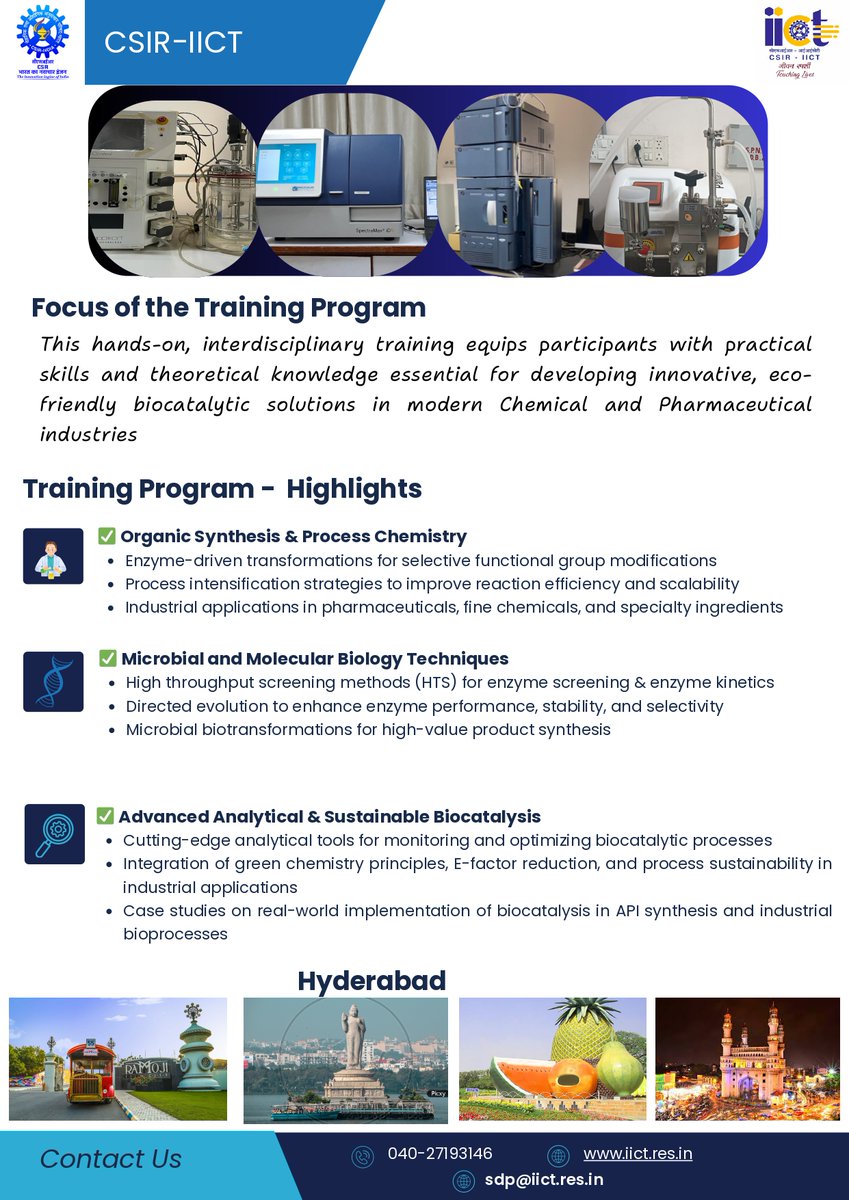 Applications are invited from final-year M.Sc, B.Tech &amp; M.Tech students in Organic Chemistry &amp; Biotechnology! to Join our 10-day Skill Development Program  on Advanced Biocatalysis. 
<a href="/CSIR_IND/">CSIR, India</a> <a href="/DrNKalaiselvi/">N Kalaiselvi</a> <a href="/AcSIR_India/">AcSIR</a>