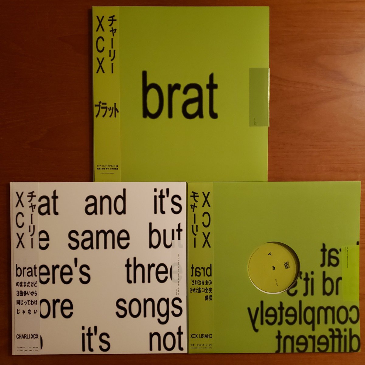 tomtomTheDJ's tweet photo. Completed!!!

brat 
ブラット

brat and it's the same but there's three more songs so it's not
bratのままだけど3曲多いから同じってわけじゃない

brat and it's not completely different
bratのままだけど完全に違うから別物

CHARLI XCX
BIG LOVE EXCLUSIVE 

@charli_xcx
@bigloverecords https://t.co/Qk8j0oj9Hx