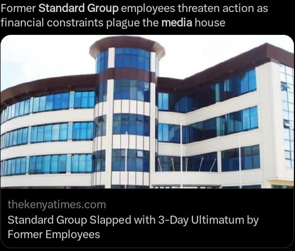 KE_Mtaani's tweet photo. What legal recourse do the employees of Standard Media group have?Will the company survive Class Action and Defamation suits?
#RIPStandard #DeliveringHousingPromise
Manchester City Carti Rwanda Nairobi CBD Lil X Rebecca Duale Burkina Faso Mathematics Jua Kali #MasculinitySaturday https://t.co/r7VOrWo5WJ