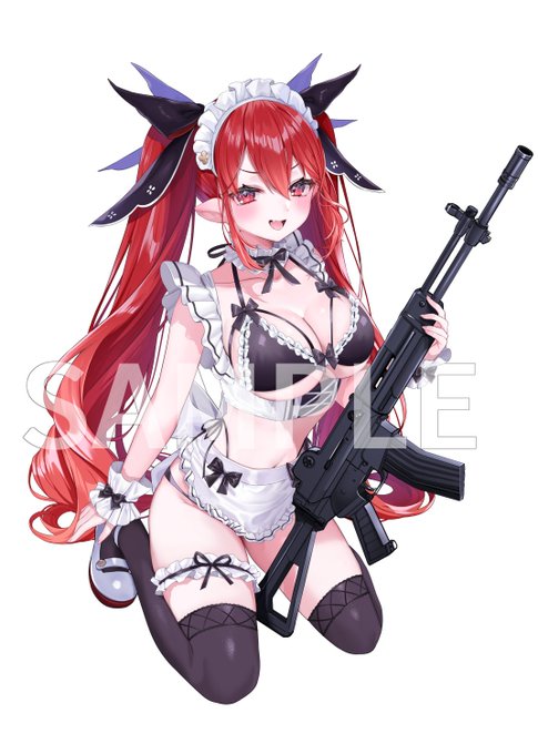 ゲーマーズ様にて『俺の召喚魔法がおかしい ～雑魚すぎると追放された召喚魔法使いの俺は、現代兵器を召喚して育成チートで無双する～』店舗特典のアクリルスタンドを描き下ろさせていただきました!
メイド水着姿のエルフのリアちゃんです❣ 