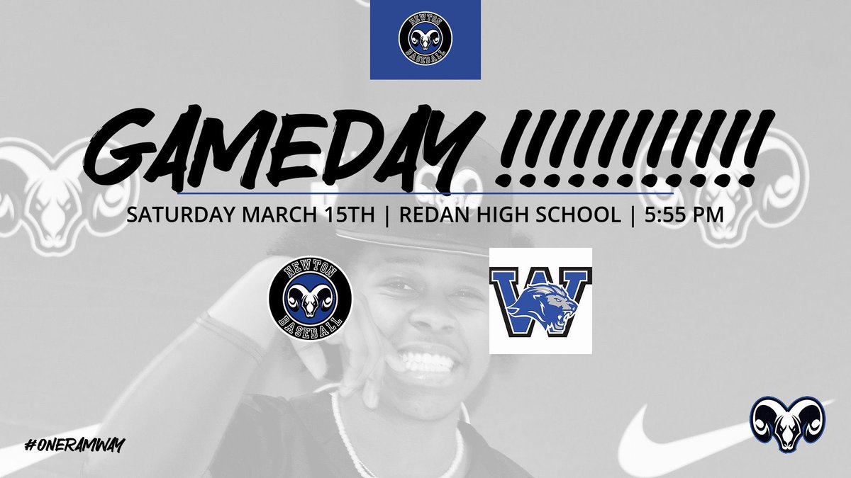 We Are Newton County!
Ram Fam!  
🐏GAMEDAY🐏
 Non Region 6A MatchUp
 Marvin Pruitt /David Jackson Scholarship Baseball Classic
🗓️: 3/15
🆚: Westlake
📍: 5247 Redan Road, Stone Mountain 
⏰: 2:00
🎟️: GoFan ($10)
📊: Gamechanger
🎡: Black/Royal Blue/White