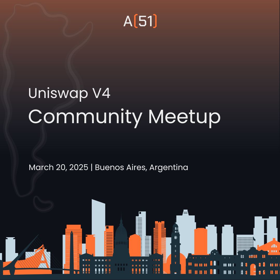 A51 Finance (@a51_fi) on Twitter photo Next stop ✈️ Buenos Aires!
If you happen to be around, stop by and say hi to our team at the <a href="/UniswapFND/">Uniswap Foundation</a> V4 community meetup on March 20, 2025.
lu.ma/yq0df965?tk=A0… Next stop ✈️ Buenos Aires!
If you happen to be around, stop by and say hi to our team at the <a href="/UniswapFND/">Uniswap Foundation</a> V4 community meetup on March 20, 2025.
lu.ma/yq0df965?tk=A0…