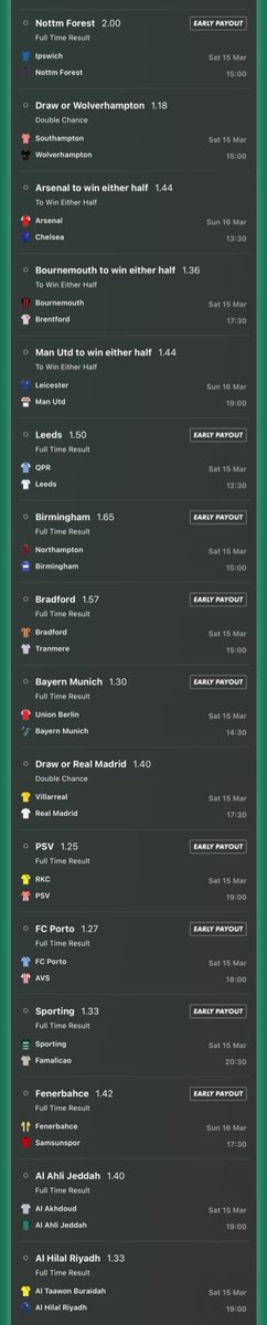 250/1 SUPER WEEKEND ACCA 🏆 

£10 Returns £2500!!! 💰 

If this bet wins I’ll giveaway £200 to 3 people who… 

❤️Like this tweet 
♻️Repost this tweet 
📝Follow <a href="/BettingWithAC/">AC.tips</a> 

Join the free telegram below for more daily tips 👇🏻 

t.me/+5GUkTVawXvkxO…