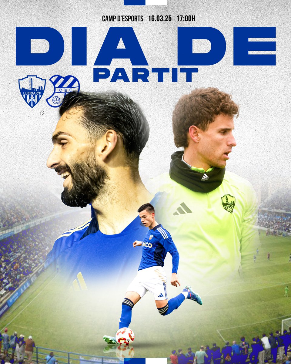 Demà és DIA DE PARTIT!!!

LLEIDA CF 🆚 CE EUROPA
🏟️ Jornada 27
📍CAMP D’ESPORTS
🕧 17:00H

📻Lleida en Joc i Ua1 Ràdio
📺Esport3 i Footballclub